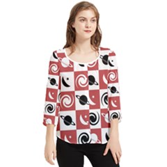 Space Pattern Colour Chiffon Quarter Sleeve Blouse by Jancukart