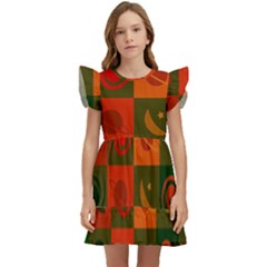 Space Pattern Multicolour Kids  Winged Sleeve Dress by Jancukart
