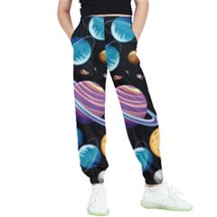 Background-with-many-planets-space Kids  Elastic Waist Pants by Jancukart