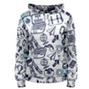 Hand-drawn-back-school-pattern Women s Pullover Hoodie View1