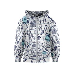 Hand-drawn-back-school-pattern Kids  Zipper Hoodie by Jancukart