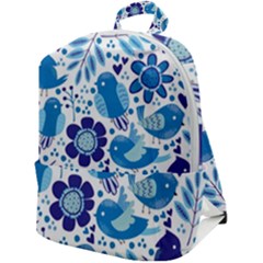 Pattern-with-birds Zip Up Backpack by Jancukart