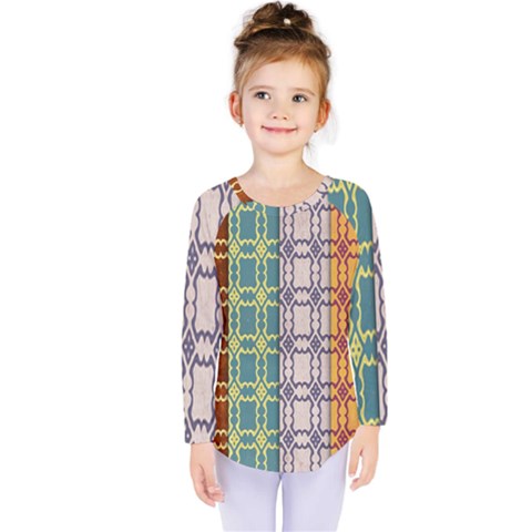 Grungy Vintage Patterns Kids  Long Sleeve Tee by artworkshop
