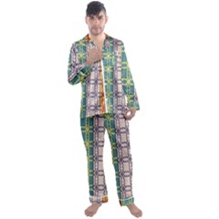 Grungy Vintage Patterns Men s Long Sleeve Satin Pajamas Set by artworkshop