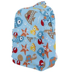 Seamless-pattern-funny-marine-animals-cartoon Classic Backpack by Jancukart