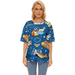 Seamless-pattern-with-nice-planes-cartoon Oversized Basic Tee by Jancukart