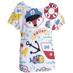 Seamless-pattern-vector-sailing-equipments-cartoon Women s Oversized Tee by Jancukart