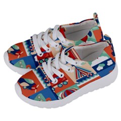 Toy-transport-cartoon-seamless-pattern-with-airplane-aerostat-sail-yacht-vector-illustration Kids  Lightweight Sports Shoes by Jancukart