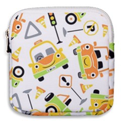 Seamless-pattern-vector-illustration-vehicles-cartoon Mini Square Pouch by Jancukart