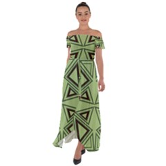 Abstract Pattern Geometric Backgrounds Off Shoulder Open Front Chiffon Dress by Eskimos