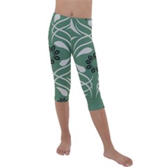 Folk Flowers Print Floral Pattern Ethnic Art Kids  Lightweight Velour Capri Leggings  by Eskimos
