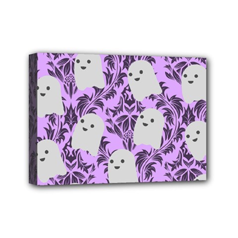 Purple Ghosts Mini Canvas 7  X 5  (stretched) by NerdySparkleGoth