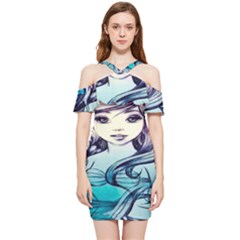 Beautifull Ariel Little Mermaid  Painting Shoulder Frill Bodycon Summer Dress by artworkshop