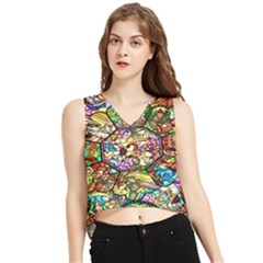 Character Disney Stained V-neck Cropped Tank Top by artworkshop