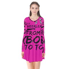 Bow To Toe Cheer Long Sleeve V-neck Flare Dress by artworkshop
