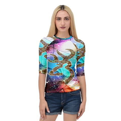 Browning Deer Glitter Galaxy Quarter Sleeve Raglan Tee by artworkshop