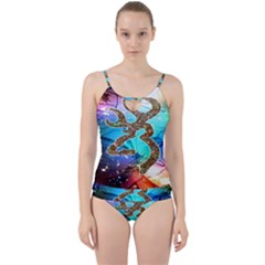 Browning Deer Glitter Galaxy Cut Out Top Tankini Set by artworkshop