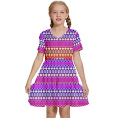 Rainbots Kids  Short Sleeve Tiered Mini Dress by Thespacecampers