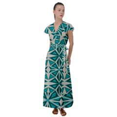 Abstract Pattern Geometric Backgrounds  Flutter Sleeve Maxi Dress by Eskimos