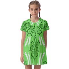 Folk Flowers Print Floral Pattern Ethnic Art Kids  Asymmetric Collar Dress by Eskimos