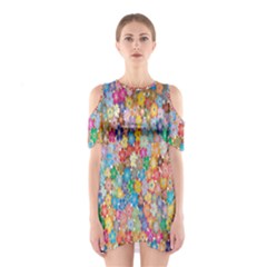 Floral Flowers Shoulder Cutout One Piece Dress by artworkshop