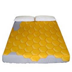 Hexagons Yellow Honeycomb Hive Bee Hive Pattern Fitted Sheet (california King Size) by artworkshop