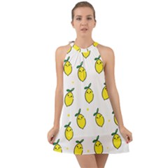 Pattern Lemon Texture Halter Tie Back Chiffon Dress by artworkshop