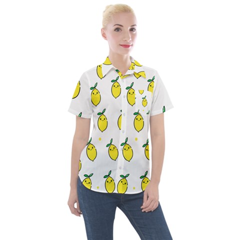 Pattern Lemon Texture Women s Short Sleeve Pocket Shirt by artworkshop