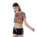 Mandalas Colorful Abstract Ornamental Tie Back Short Sleeve Crop Tee View2