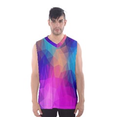 Triangles Polygon Color Men s Basketball Tank Top by artworkshop