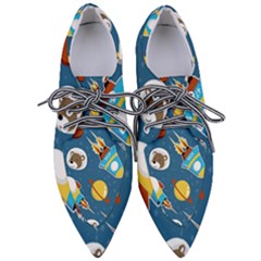 Seamless-pattern-vector-with-spacecraft-funny-animals-astronaut Pointed Oxford Shoes by Jancukart