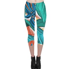 Leaves Tropical Exotic Capri Leggings  by artworkshop