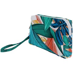 Leaves Tropical Exotic Wristlet Pouch Bag (small) by artworkshop