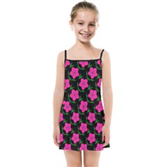 Pink Flowers Black  Kids  Summer Sun Dress by FunDressesShop