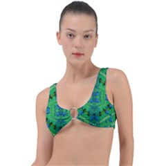 Vines Of Beautiful Flowers On A Painting In Mandala Style Ring Detail Bikini Top by pepitasart