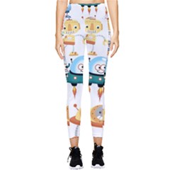 Vector-set-funny-robots-cartoon Pocket Leggings  by Jancukart