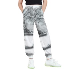 Ink-wash-painting-mountain-rolling-mountains Kids  Elastic Waist Pants by Jancukart