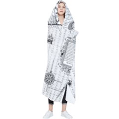 Florida-map-antique-line-art Wearable Blanket by Jancukart