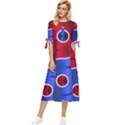 Yin Yang Eastern Asian Philosophy Bow Sleeve Chiffon Midi Dress View1