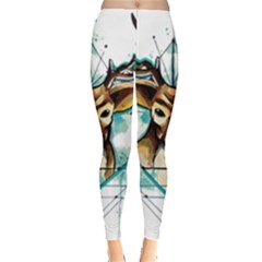 Deer-unicorn-tattoo-drawing-vector-watercolor Leggings  by Jancukart