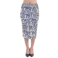 Sketchy Monster Insect Drawing Motif Pattern Velvet Midi Pencil Skirt by dflcprintsclothing
