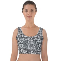 Sketchy Monster Insect Drawing Motif Pattern Velvet Crop Top by dflcprintsclothing