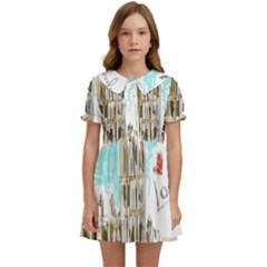 Big-ben-paris-clock-tower-vector-painted-london Kids  Sweet Collar Dress by Jancukart