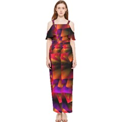 Squares Motif Geometric Pattern Draped Sleeveless Chiffon Jumpsuit by dflcprintsclothing