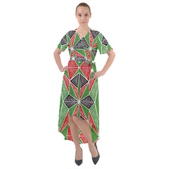 Abstract Pattern Geometric Backgrounds  Front Wrap High Low Dress by Eskimos