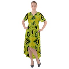 Abstract Pattern Geometric Backgrounds  Front Wrap High Low Dress by Eskimos