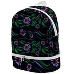 Folk Flowers Print Floral Pattern Ethnic Art Zip Bottom Backpack by Eskimos