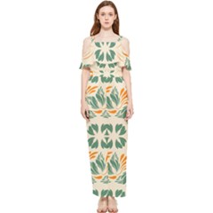 Folk Flowers Print Floral Pattern Ethnic Art Draped Sleeveless Chiffon Jumpsuit by Eskimos