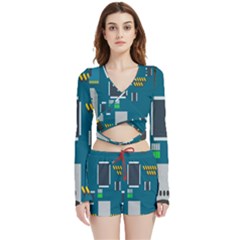 Amphisbaena Two Platform Dtn Node Vector File Velvet Wrap Crop Top And Shorts Set by Sapixe