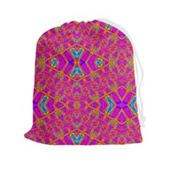 Pink Vacation Drawstring Pouch (2xl) by Thespacecampers
